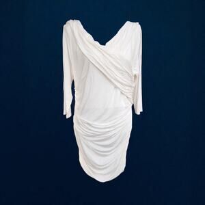 Ruby Ribbon Cream Bodycon Sheath Dress - Size XXL